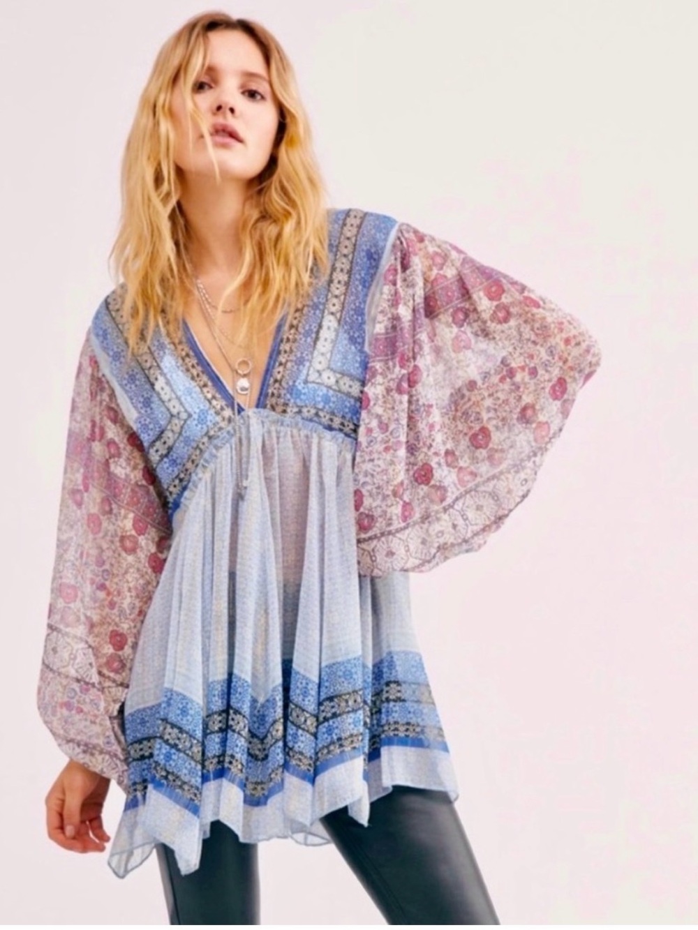 Free People Aliyah Printed Tunic XS